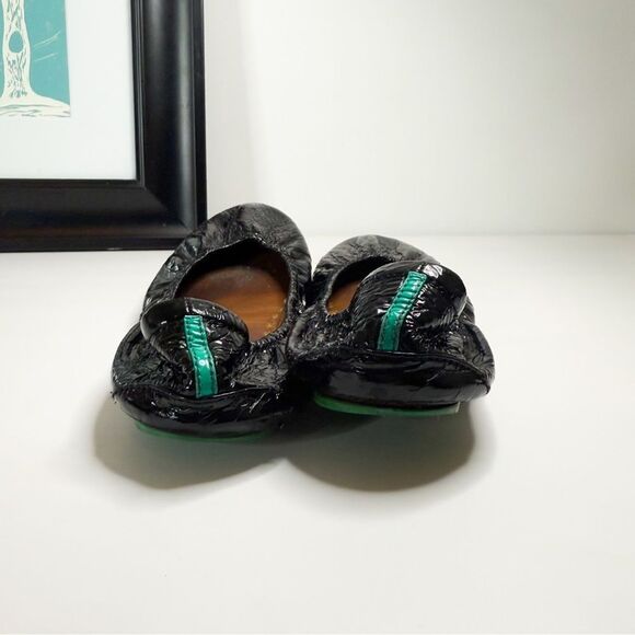 Tieks Women's Obsidian Black Croc Embossed Leather Ballet Flats Women's Size 10 - Picture 4 of 7